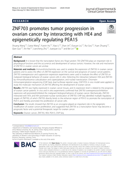 ZNF703 Promotes Tumor Progression in Ovarian Cancer by Interacting With