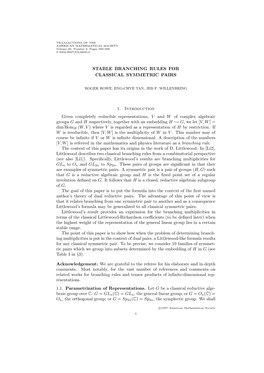 Stable Branching Rules for Classical Symmetric Pairs 1