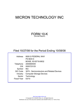 Micron Technology Inc