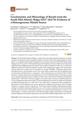 Geochemistry and Mineralogy of Basalts from the South Mid-Atlantic