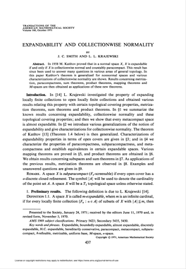 Expandability and Collectionwise Normality