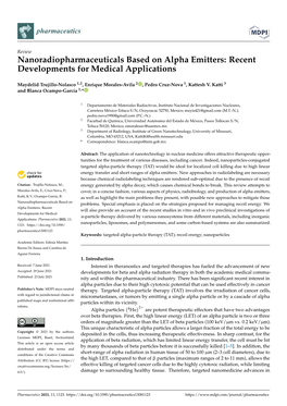 Nanoradiopharmaceuticals Based on Alpha Emitters: Recent Developments for Medical Applications