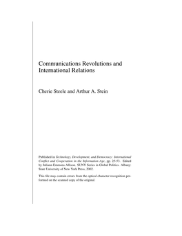 Communications Revolutions and International Relations