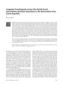 Lingulate Brachiopods Across the Kačák Event and Eifelian–Givetian Boundary in the Barrandian Area, Czech Republic