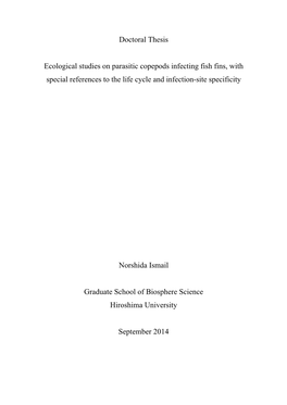 Doctoral Thesis Ecological Studies on Parasitic Copepods Infecting Fish