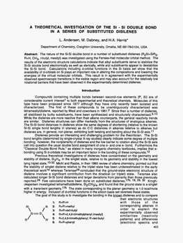 Si DOUBLE BOND in a SERIES of SUBSTITUTED DISILENES