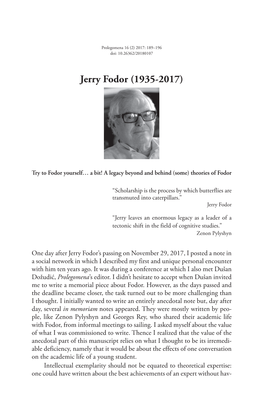 Jerry Fodor (1935-2017)