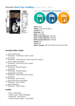 Strawbs Don't Say Goodbye... Mp3, Flac, Wma