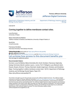 Coming Together to Define Membrane Contact Sites