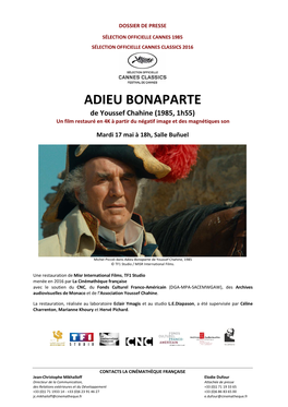 ADIEU BONAPARTE De Youssef Chahine (1985, 1H55) Un Film Restauré En 4K À Partir Du Négatif Image Et Des Magnétiques Son