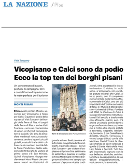 Vicopisano E Calci Sono Da Podio Ecco La Top Ten Dei Borghi Pisani