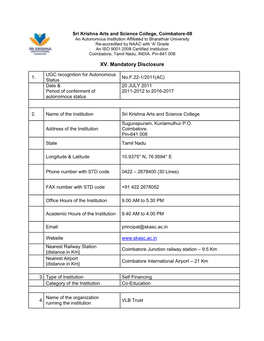 XV. Mandatory Disclosure