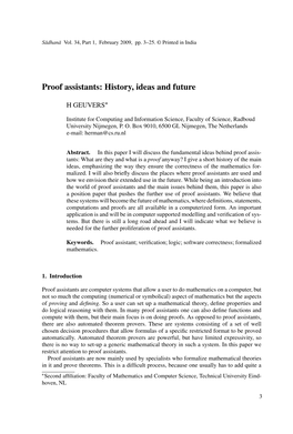 Proof Assistants: History, Ideas and Future