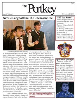 Neville Longbottom: the Unchosen One * Most of the Spells in the Har- Ry Potter Series Come from Latin Roots