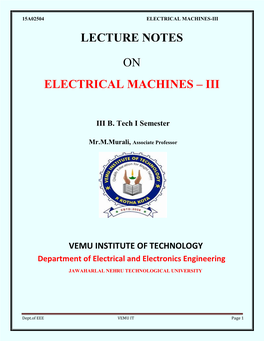 Lecture Notes on Electrical Machines