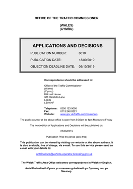 Applications and Decisions