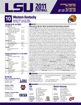 Game 10 Notes Vs. Western Kentucky (Final).Indd