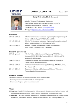 CURRICULUM VITAE November 2019