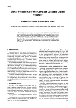 Signal Processingof the Compact-Cassettedigital Recorder