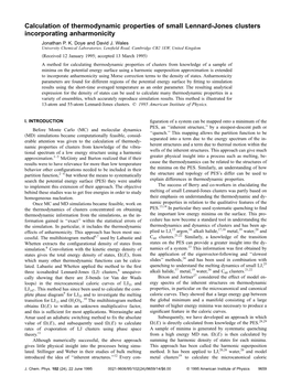 Calculation of Thermodynamic Properties of Small Lennard-Jones Clusters Incorporating Anharmonicity Jonathan P