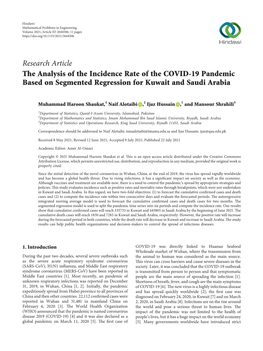 The Analysis of the Incidence Rate of the COVID-19 Pandemic Based on Segmented Regression for Kuwait and Saudi Arabia