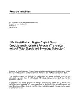 Aizawl Water Supply and Sewerage Subproject)