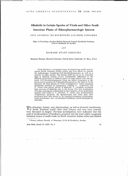 Alkaloids in Certain Species of Virola and Other South American Plants of Ethnopharmacologic Interest