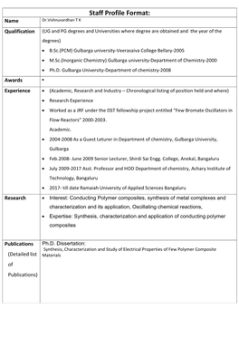 Staff Profile Format