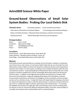 Ground-Based Observations of Small Solar System Bodies: Probing Our Local Debris Disk