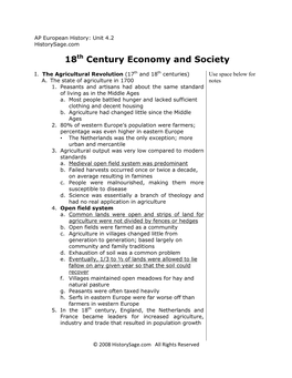 18 Century Economy and Society