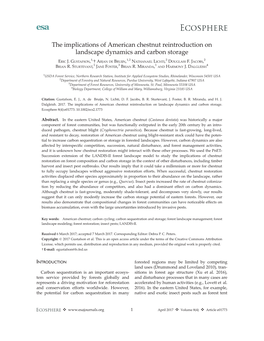 The Implications of American Chestnut Reintroduction on Landscape Dynamics and Carbon Storage 1, 1,2 2 2 ERIC J