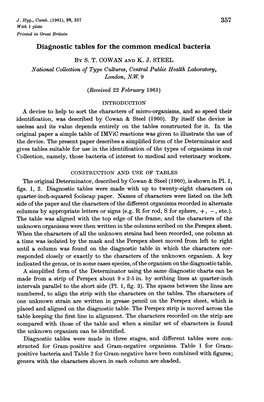 Diagnostic Tables for the Common Medical Bacteria by S