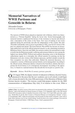 Memorial Narratives of WWII Partisans and Genocide in Belarus 7
