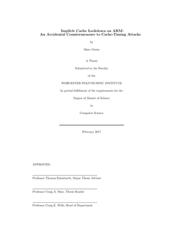 Implicit Cache Lockdown on ARM: an Accidental Countermeasure to Cache-Timing Attacks