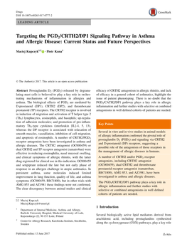 Targeting the PGD2/CRTH2/DP1 Signaling Pathway in Asthma and Allergic Disease: Current Status and Future Perspectives