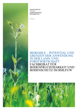 Biokohle – Potential Und Grenzen Der Anwendung in Der Land- Und Forstwirtschaft Fachbeirat Für Bodenfruchtbarkeit Und