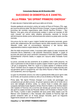 Ski Sprint Primiero Energia"