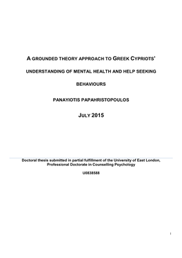 A Grounded Theory Approach to Greek Cypriots’