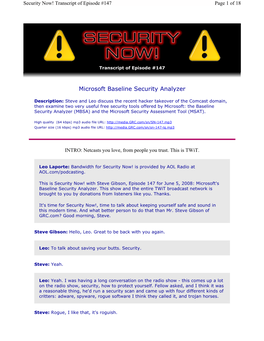 Microsoft Baseline Security Analyzer