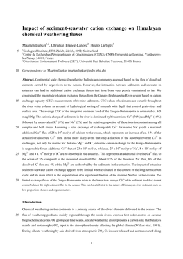 Impact of Sediment-Seawater Cation Exchange on Himalayan Chemical Weathering Fluxes