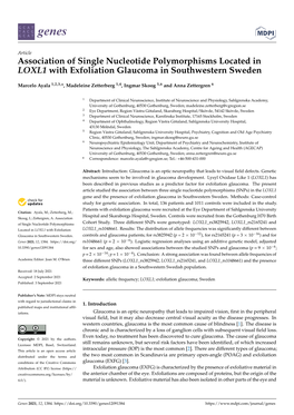 Association of Single Nucleotide Polymorphisms Located in LOXL1 with Exfoliation Glaucoma in Southwestern Sweden