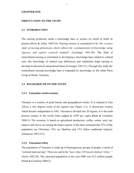 1 CHAPTER ONE ORIENTATION to the STUDY 1.1 INTRODUCTION the Nursing Profession Needs a Knowledge Base Or Science on Which to B