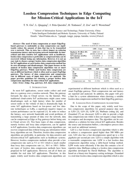 Lossless Compression Techniques in Edge Computing for Mission-Critical Applications in the Iot