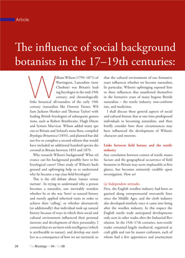 On the Eme William W the Influence of Social Background Botanists in The