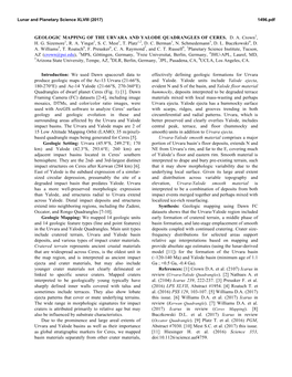 Geologic Mapping of the Urvara and Yalode Quadrangles of Ceres