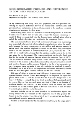 Socio-Geographic Problems and Differences in Northern Fennoscandia