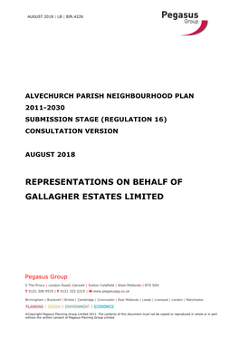 Representations on Behalf of Gallagher Estates Limited