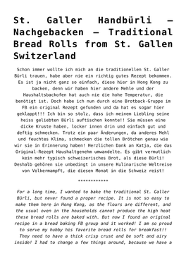 Nachgebacken – Traditional Bread Rolls from St