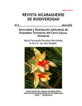 Diversidad Y Distribución Altitudinal De Orquídeas Terrestres Del Cerro Uyuca, Honduras