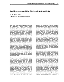 Architecture and the Ethics of Authenticity 31